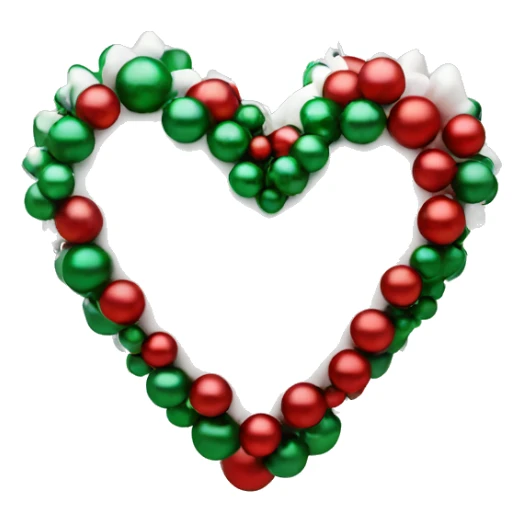A white heart with red and green Christmas decorations sticker