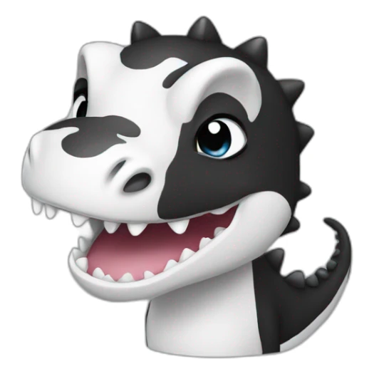 Cute black and white dino sticker