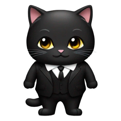Mafia cute and cool chubby black cat in a black  formal cassic suit sticker