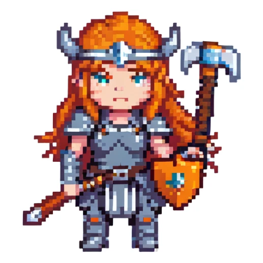 valkyrie warrior from Clash Royale with orange hair and battle axe sticker