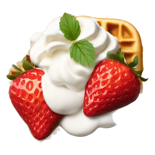 square waffle with dollop of whipped cream and strawberries on top sticker