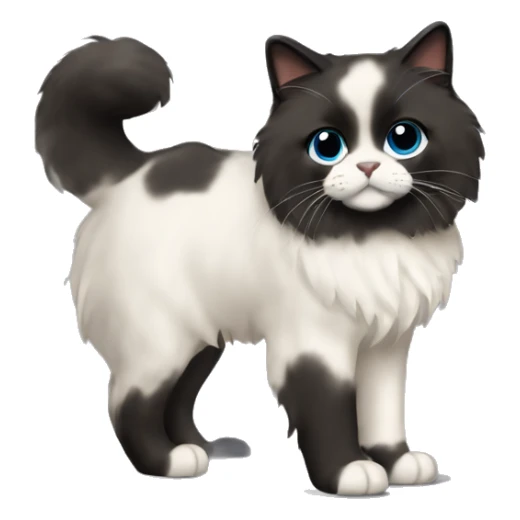 Ragdoll with full dark face, black fur feet and tail, Standing posture sticker