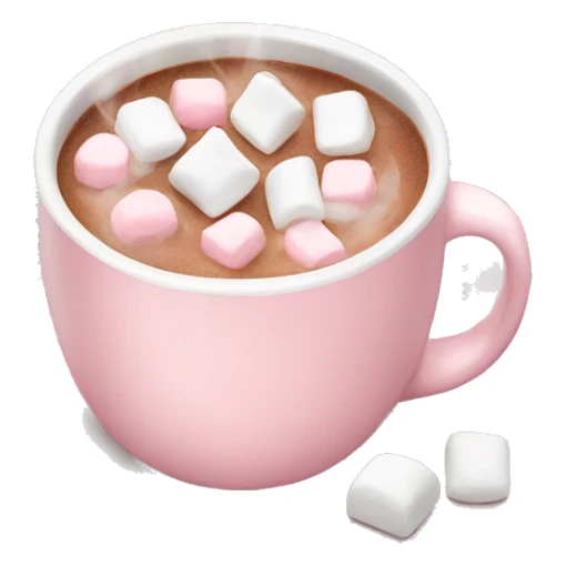 Light Pink mug of hot chocolate with marshmallows  sticker