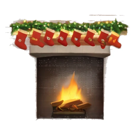 Brick Fireplace with and Christmas lights and stockings sticker