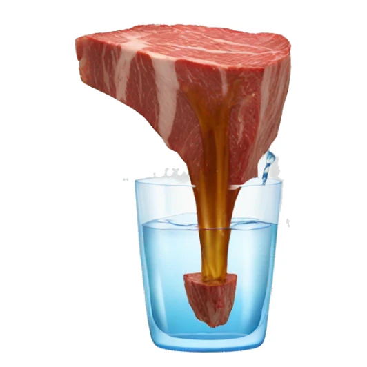water pouring onto a steak from a glass sticker