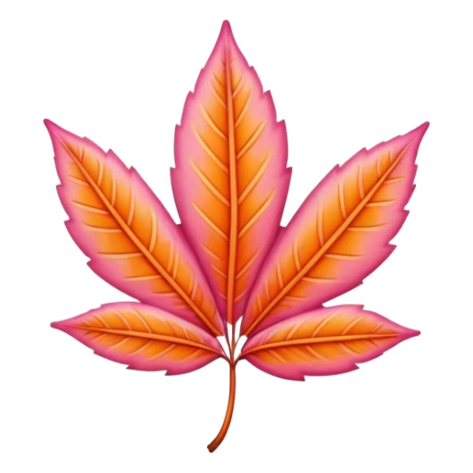 ultra realistic pink and orange leaf sticker