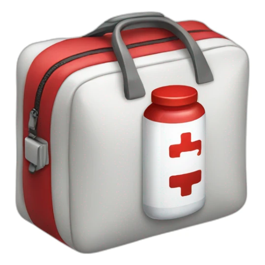 medical bag with red liquid sticker