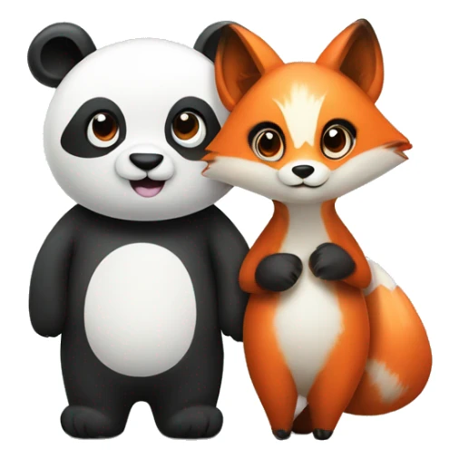 a panda and a fox couple in love sticker