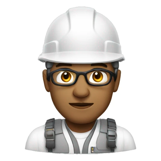 Ingeniero con cascos, lentes de seguridad, skin tone white sticker