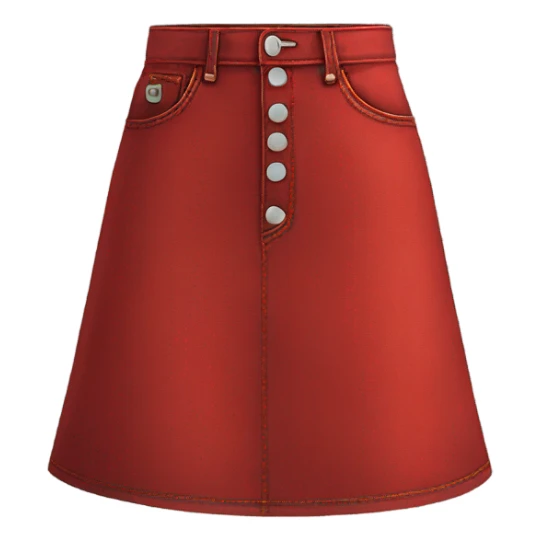 Realistic A-line high waisted red denim skirt, isolated sticker