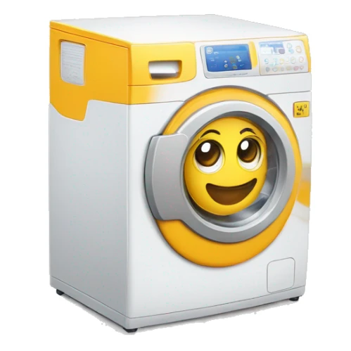 Máquina de lavar roupa com olhos, boca, braços e pés sticker
