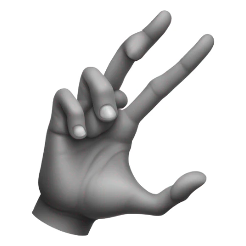 pointer and ring finger up, thumb in front of palm  between them sticker
