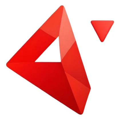 bright red abstract logo, minimal geometric shapes sticker