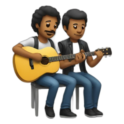 A man playing guitar and another man playing synthetizer  sticker