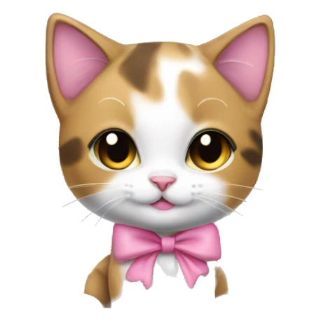 calico kitten with a pink bow on the moon sticker