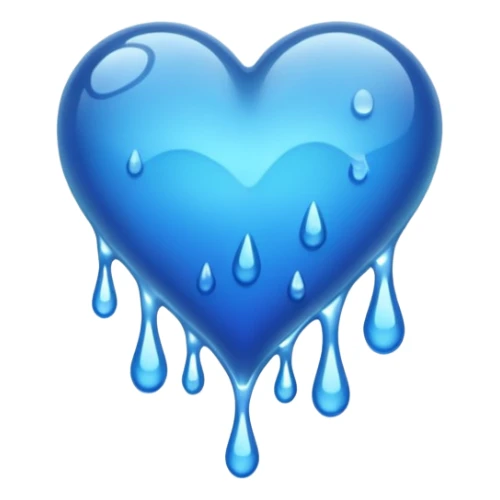 Wet watery dripping oceanic blue heart sticker