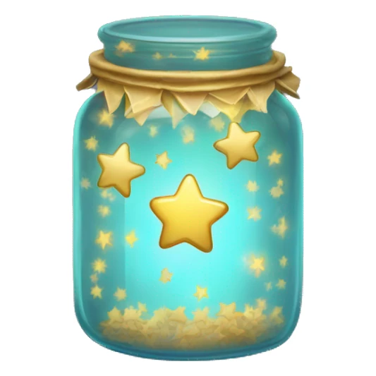 glowing glass jar filled with tiny golden stars sticker