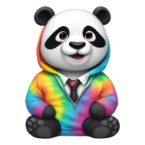 Panda wearing a tie dye hoodie sticker