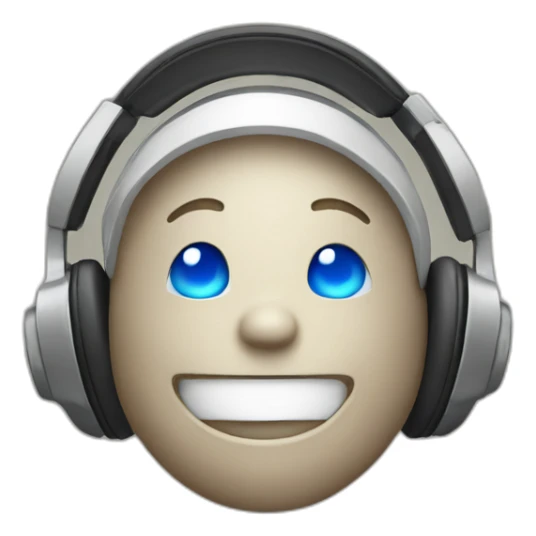 Happy emoji using headphones enjoying music sticker