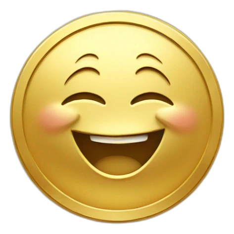 Gold coin with a laughing face on it sticker