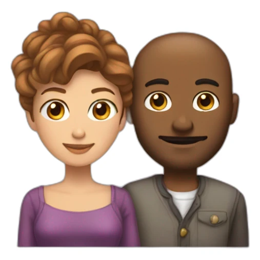 Une femme faurnikent avec un homme sticker