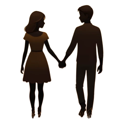 Romantic couple silhouette for 'Boyfriend' song sticker