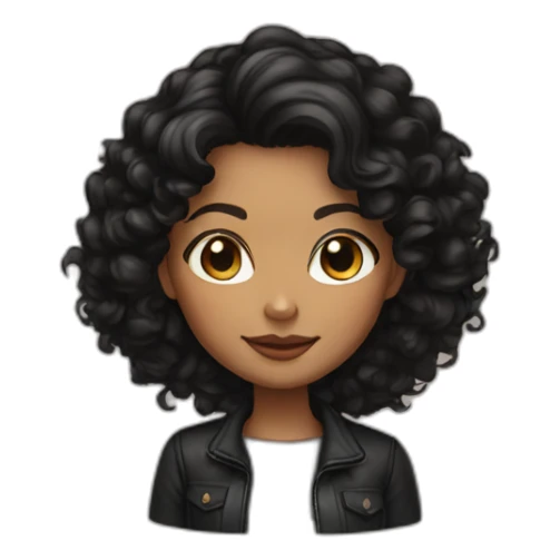 woman light brown skin long black curly hair with black cat sticker