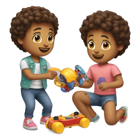 two friends playing with toys sticker