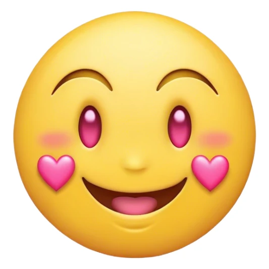 Circular yellow smiling face with pink hearts as eyes sticker