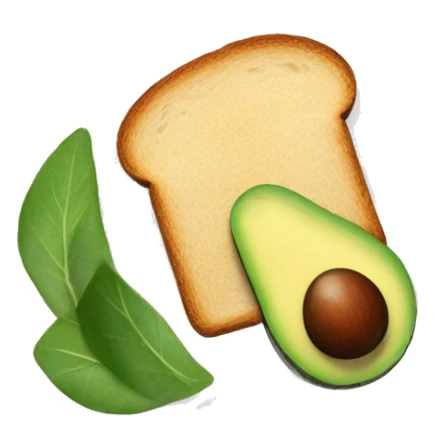 Slice of Bread with one Salad leaf and Avocado slice on top sticker