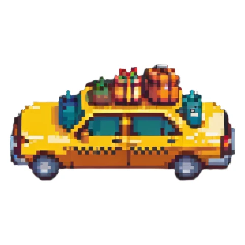 taxi cab airport transfer with luggage sticker