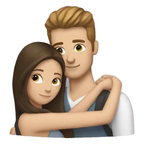 white boyfriend and girlfriend hugging  with brunette hair  sticker
