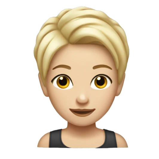 blonde girl with very short hair combed up with gel sticker
