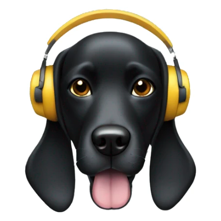 black dog in a headphones sticker