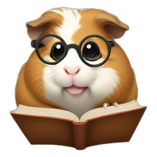 Fat guinea pig reading a book and wearing glasses sticker