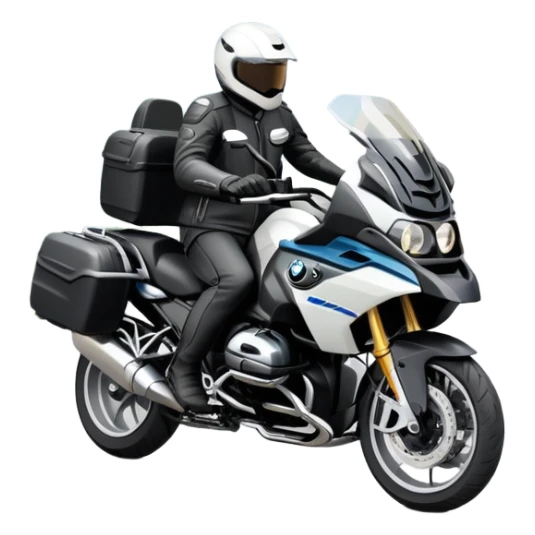 BMW RT1200 touring motorcycle with rider on winding mountain road sticker