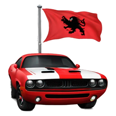 Do a dodge a hellcat with an albanian flag on top of it sticker