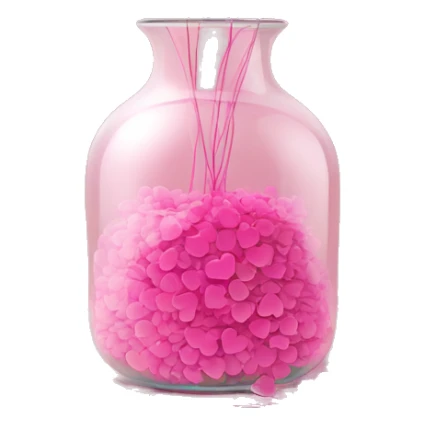 10000000 pink hearts in a clear glass vase sticker