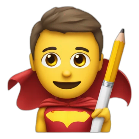 superhero pencil wearing a spain flag sticker