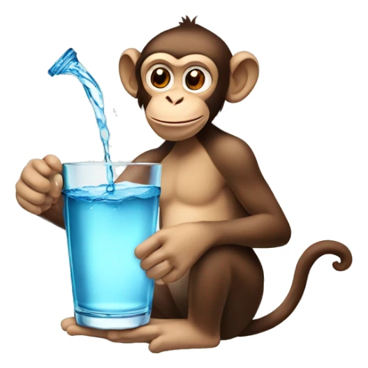 A glass of clean water in the hands of a monkey sticker