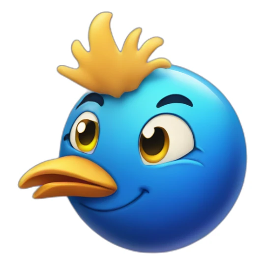 planet Neptune with a cartoon smiling chicken face with smiling eyes sticker