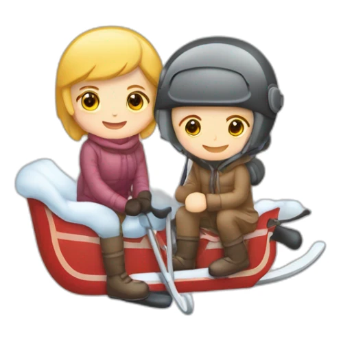 Zwei Freundinnen beim Schlittschuh fahren sticker