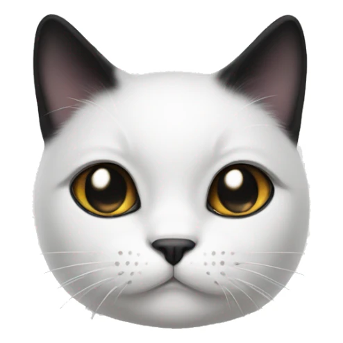 white cat with black ears and black spot on face around eyebrow  sticker
