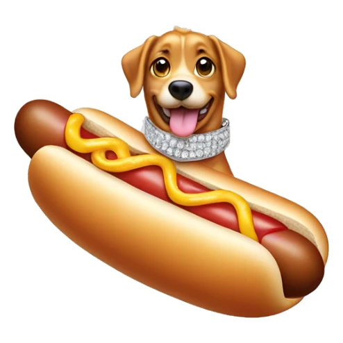 Hot dog wearing a diamond necklace, smiling and pointing  sticker