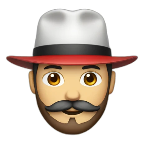 designer in a red short hat with a beard and mustache sticker