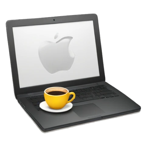 laptop with cup of coffe sticker