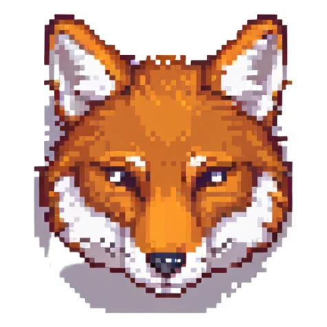 pixel art fox head looking tired and relaxed, inspired by iPhone emoji style, 56x56px sticker