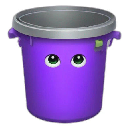 a trash can with a purple brain instead of a lid sticker