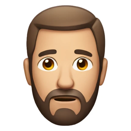 man with brown beard and short hair and disappointed face sticker