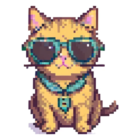 cat wearing sunglasses, retro and playful sticker